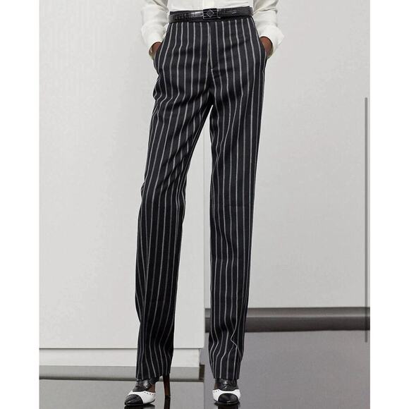 Ralph Lauren Collection Purple Label Pinstripe Wool Pant 4 Straight Leg Runway - Picture 8 of 15